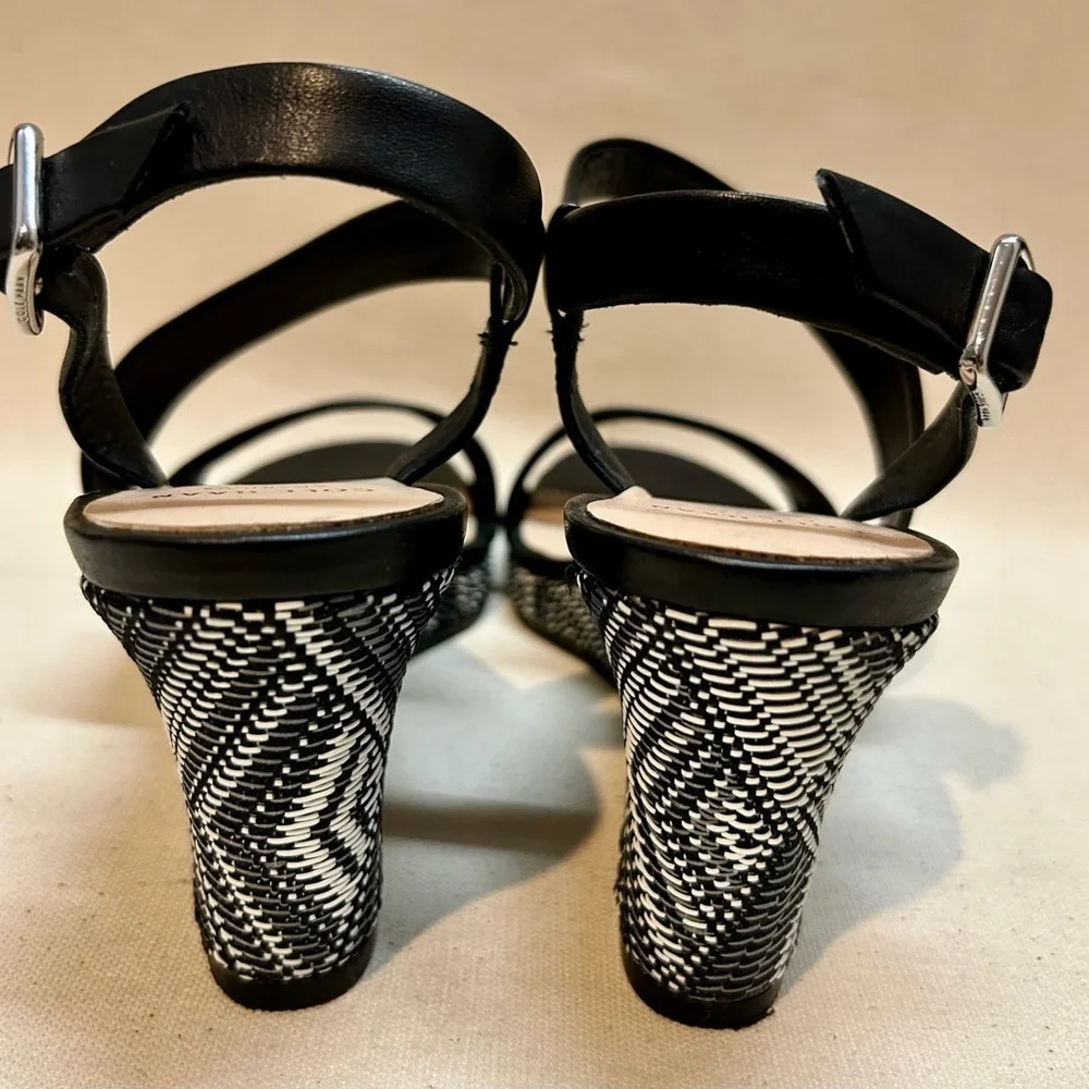 Cole Haan Ravenna Wedge Black and White Wedge Sandals
